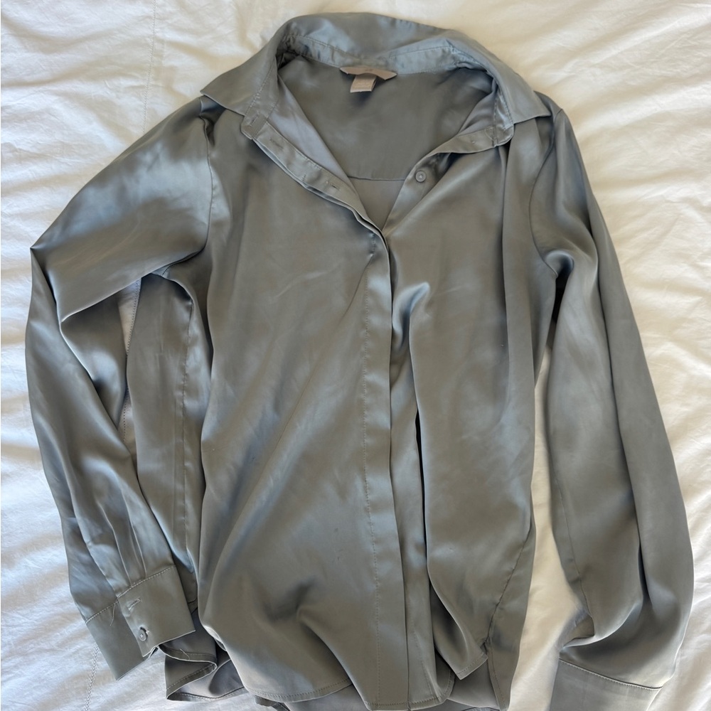 H and M light blue  Satin Blouse